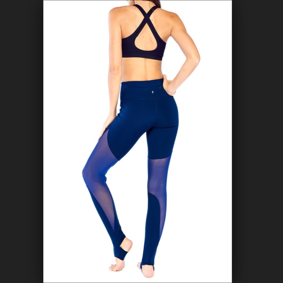 Electric Yoga- Blue Empowering Sheer Mesh Leggings - Picture 2 of 3